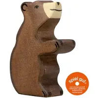 Holztiger Houten figuur - Kleine zittende bruine beer - Voor kinderen vanaf 3 jaar - Europese productie