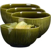 Mica Decorations Serveer/chips schaaltje Nusa - 4x - groen - 12 x 7 cm - keramiek - kommetjes