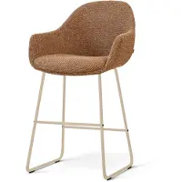 Nolon Nino-Mae Barkruk Bruin Blend - Beige Onderstel - 65 Cm - Modern - Barstoel - Armleuning - Stoffen