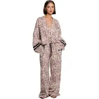 Alix The Label Dames Broeken Ladies Woven Sporty Animal Pants - Beige - Maat L