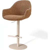 Nolon Niva-Mae Draaibare Tulp Barkruk Bruin Blend - Verstelbaar - Beige Onderstel - Stoffen - Comfortabel - Armleuning