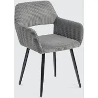 Glamour MEUBLE Cosy Dining Room Chairs Set of 4 with Armrests, Upholstered Corduroy Seat, Kitchen Chair, Scandinavian Kitchen Chair, Metal Legs, Grey