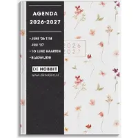 De Hobbit Hobbit - Pocket Agenda 2026-2027 - Agenda A6 (14 x 10,5 cm) - 1 week op 2 pagina's - A6 agenda met harde kaft - Aquarel Bloemetjes