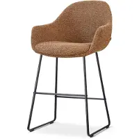 Nolon Nino-Mae barkruk bruin blend - zwart onderstel - 65 cm - japandi - armstoel - kookeiland