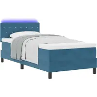 vidaXL LED Box Spring Bed Donkerblauw 90 x 200 cm Fluweel