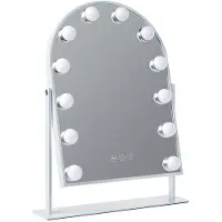Vanitii Hollywood Make-up Spiegel 36.5X47.5cm -3 Verlichtingsinstellingen-10x Vergroting en 360 Draaibaar- Wit