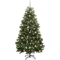 vidaXL - Kunstkerstboom - 240 - cm - 300 - LED's - Warmwit - PVC - en - Staal - Groen