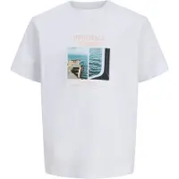 Jack & Jones JUNIOR T-shirt wit Jongens Katoen Ronde hals Printopdruk - maat 152
