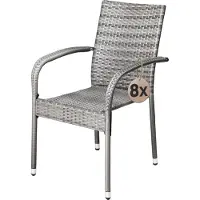 Casaria Polyrotan Tuinstoel Comfort 8 stuks Grijs