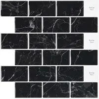 vidaXL Subway tegel 50 st Zwart Marmer 30 x 30 cm Polyurethaan en PET