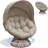 COMHOMA Papasan stoel, comfortabele draaistoel met kussen, comfortabele rotanstoel, relaxerende draaistoel, ronde rotan stoel voor ontspanning