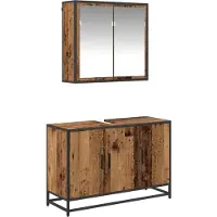 vidaXL Badkamermeubel Set 2 st Oud Hout 90 x 33 x 60 cm Bewerkt hout