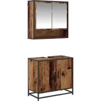 vidaXL Badkamermeubel Set 2 st Oud Hout 65 x 33 x 60 cm Bewerkt hout