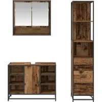 vidaXL Badkamermeubel Set 3 st Oud Hout Bewerkt hout