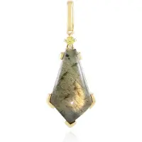 Cavill - Gouden Minary Labradoriet Hanger 925 Sterling Zilver Verguld - 4,5 ct Labradoriet met Gele Saffier Accent - Fancy Slijpsel