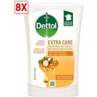 Dettol 8 x - Handzeep - No-Touch Navulling - Honing & Galamboter - Antibacterieel - 250ml