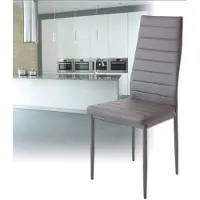 Glamour Luxe Grijze Kunstleren Eetkamerstoelen Set met Gestoffeerde Zitting en Rugleuning – Modern Design, Metaal Frame, 120 kg Draagvermogen