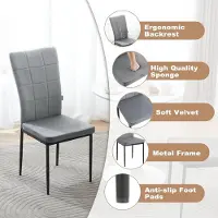 Glamour Luxe Velvet Eetkamerstoelen Set van 4 – Moderne Fluwelen Dining Chairs met Hoge Rugleuning, Metalen Poten en Comfortabele Zitting 40,5x43x96,5 cm – Donkergrijs