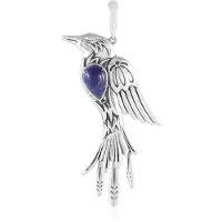 Cavill - Zilveren Hanger 925 Sterling - 2,34 ct Blauwe Sodaliet Peervormig - Handgemaakt Braziliaanse Edelsteen - Vogelmotief