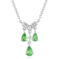 Cavill - Zilveren Halsketting 925 Sterling Zilver - Tsavoriet 1,014 ct Peervorm - Groene Edelsteen - Verstelbaar - Witte Topaas Accenten