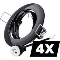 LEDmaxx 4 stuks | 4 Stuks Inbouwspot rond zwart kantelbaar voor GU10 | zaagmaat 68mm | GU10 | Max 1x50W exclusief