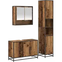 vidaXL Badkamermeubel Set 3 st Oud Hout Bewerkt hout