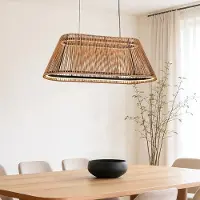 LumenXL 3-staps dimbare hanglamp Selara met gevlochten kap in naturel