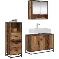 vidaXL Badkamermeubel Set 3 st Oud Hout Bewerkt hout
