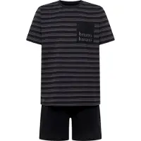 Bruno Banani Pyjama kort 'Hale ' donkerblauw / grijs