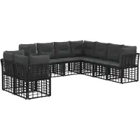 vidaXL Buiten bank set Zwart Polyester