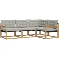 vidaXL Buiten bank set 4 st Wit en Lichtgrijs