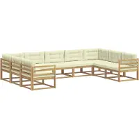 vidaXL Buiten bank set 9 st Wit en crèmekleurig