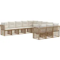 vidaXL Buiten bank set Natuurlijk en Crème Wit Polyester