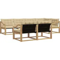 vidaXL Buiten bank set 7 st Wit en Beige