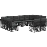 vidaXL Buiten bank set Zwart en Donker Grijs Polyester