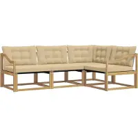vidaXL Buiten bank set 4 st Wit en Beige