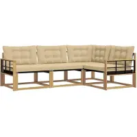 vidaXL Buiten bank set met kussen 4 pcs Wit en Beige
