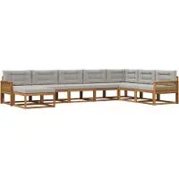 vidaXL Buiten bank set 8 st Naturel en lichtgrijs