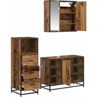 vidaXL Badkamermeubel Set 3 st Oud Hout 80 x 33 x 60 cm Bewerkt hout