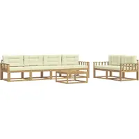 vidaXL Buiten bank set 6 st Wit en crèmekleurig
