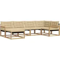 vidaXL Buiten bank set 6 st Wit en Beige Massief Acacia Hout