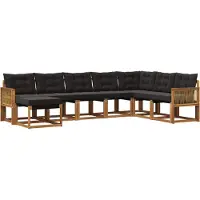 vidaXL Buiten bank set 8 st Naturel en Zwart