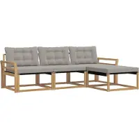 vidaXL Buiten bank set 4 st Wit en Lichtgrijs