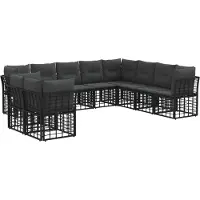 vidaXL Buiten bank set Zwart Polyester