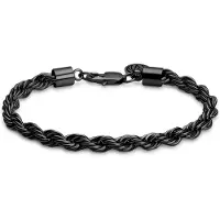 Lucleon Essentials | 6 mm Gunmetal Zwarte Armband met Gedraaide Schakels