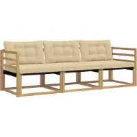 vidaXL Buiten bank set 3 st Wit en Beige