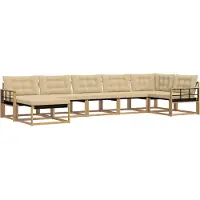 vidaXL Buiten bank set 7 st Wit en Beige Massief Acacia Hout