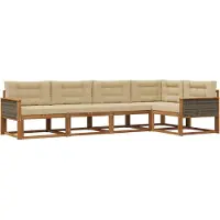 vidaXL Buiten bank set 5 st Natuurlijk en Beige