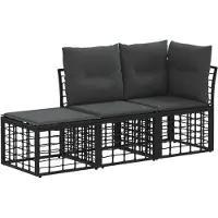 vidaXL Buiten bank set 3 st Zwart Polyester