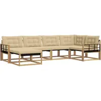 vidaXL Buiten bank set 6 st Wit en Beige Massief Acacia Hout